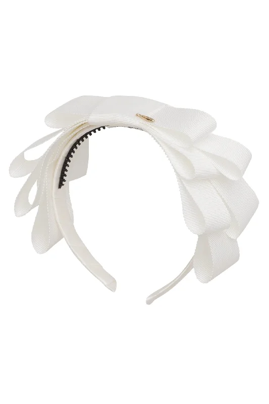 vintage-style hair accessories for retro looks -Abundant Bow Headband - White