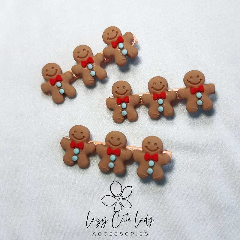 romantic floral hairbands for weddings -Adorable Gingerbread Man Hair Clip - Festive and Fun