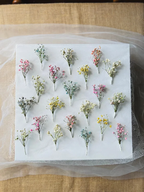 crystal-studded hairpins for wedding glamour -Colourful or White Dried Flower Hair Pins, Gypsophila Babys Breath Colorful Floral Hair Picks, Minimal Bridal Flower Girl Small Hair Piece