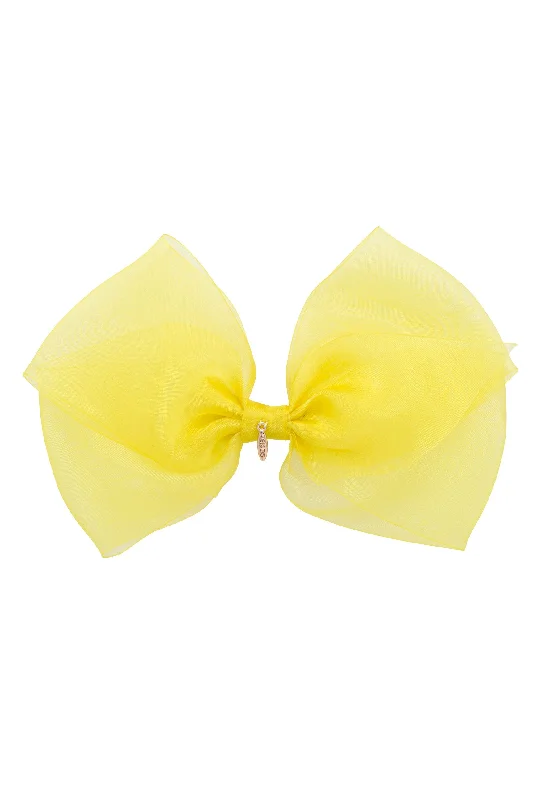 sleek metal hairpins for modern elegance -Dahlia Organza Clip - Lemon (Handmade in the USA!)