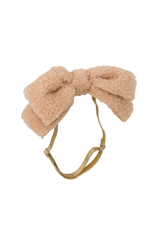 chic velvet hairbands for a vintage touch -Fuzzy Floppy Wrap - Tan