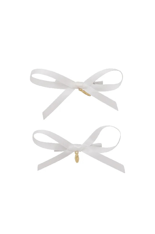 elegant satin headbands for wedding looks -Gerber Clip Set of 2 - White