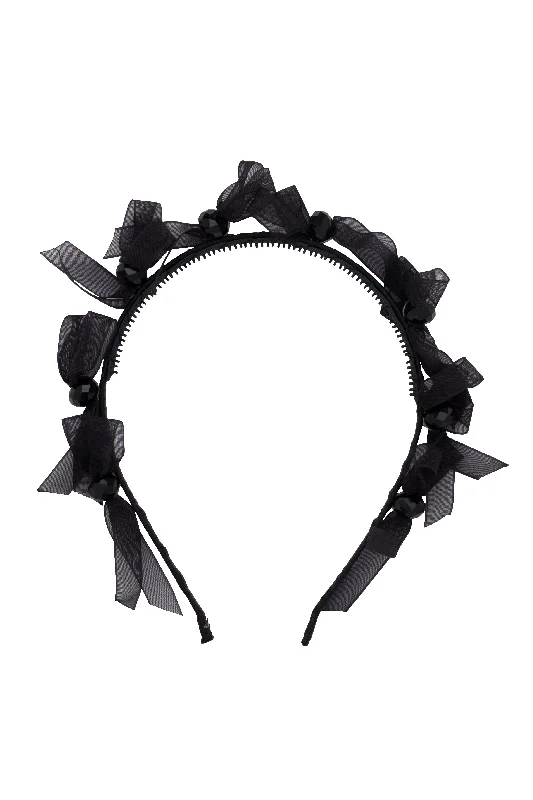 unique satin hairbands for sophisticated looks -Glass Dancer Headband - Black