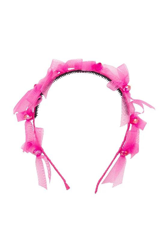 oversized flower hairbands for statement styles -Glass Dancer Headband - Raspberry Rose Hot Pink