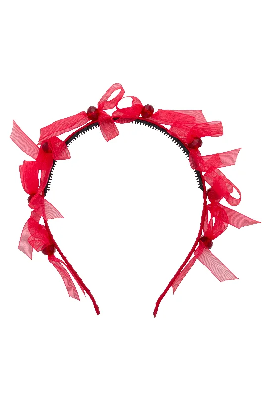 modern satin hairbands for everyday elegance -Glass Dancer Headband - Red