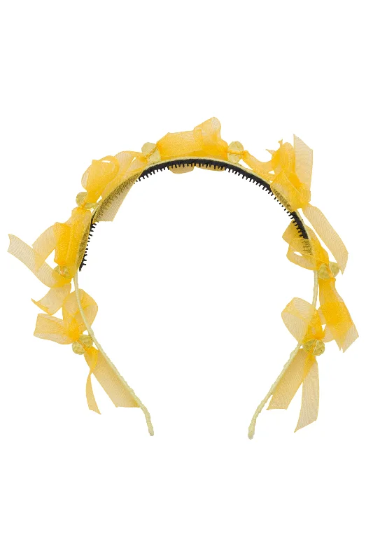 soft velvet hairbands for a cozy look -Glass Dancer Headband - Yellow