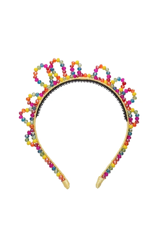 pearl-encrusted hair combs for bridal styles -Glass Princess Headband - Rainbow