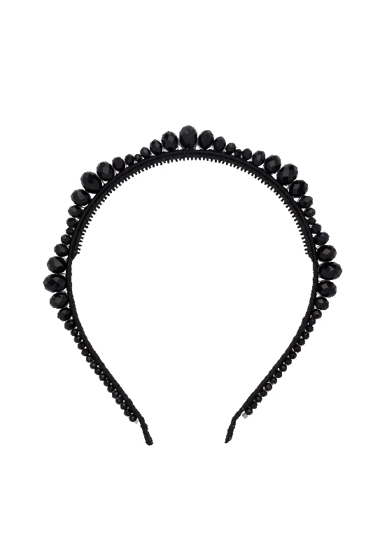 elegant metal hairpins for a polished look -Glass Waves Headband - Black