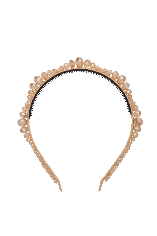 chic pearl-encrusted hairpins for bridal elegance -Glass Waves Headband - Gold