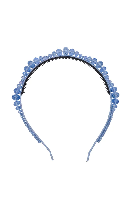 crystal-studded hairpins for wedding glamour -Glass Waves Headband - Light Blue