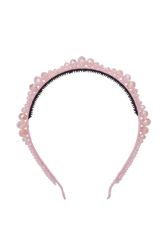 luxurious pearl hairbands for high-end looks -Glass Waves Headband - Light Pink