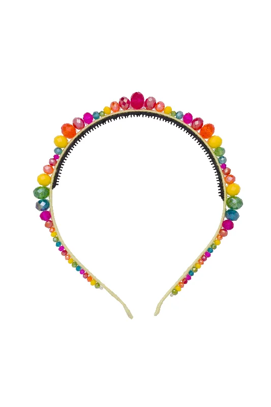 trendy metallic hairpins for sleek styles -Glass Waves Headband - Rainbow