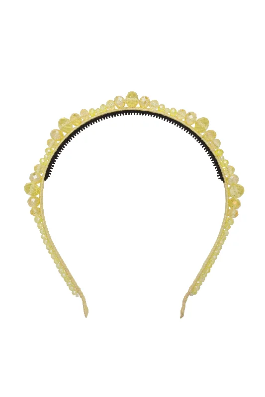 luxurious rhinestone hairbands for weddings -Glass Waves Headband - Yellow