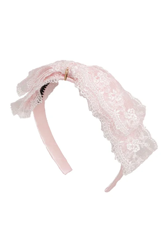 luxe hairbands for high-end events -Heather Lace Headband - Light Pink