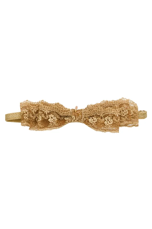 chic metal hairbands for modern elegance -Heather Lace Wrap - Gold