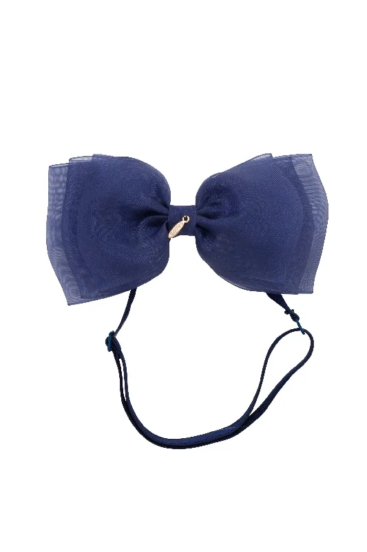 satin headbands for smooth finishes -Heather Organza Wrap - Navy (Handmade in the USA!)