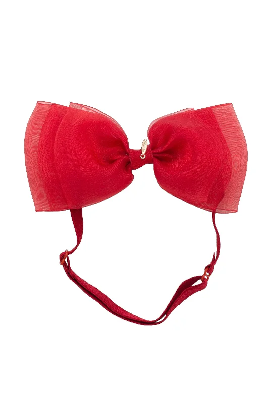 velvet hair clips for winter looks -Heather Organza Wrap - Red (Handmade in the USA!)