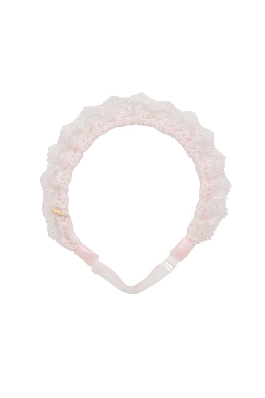 romantic flower hairbands for wedding hairstyles -Lace Crown Wrap - Light Pink