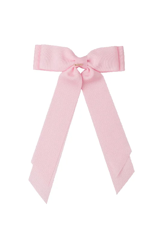 elegant satin headbands for wedding looks -Madeline Petersham Long Tail Bow Clip - Pink