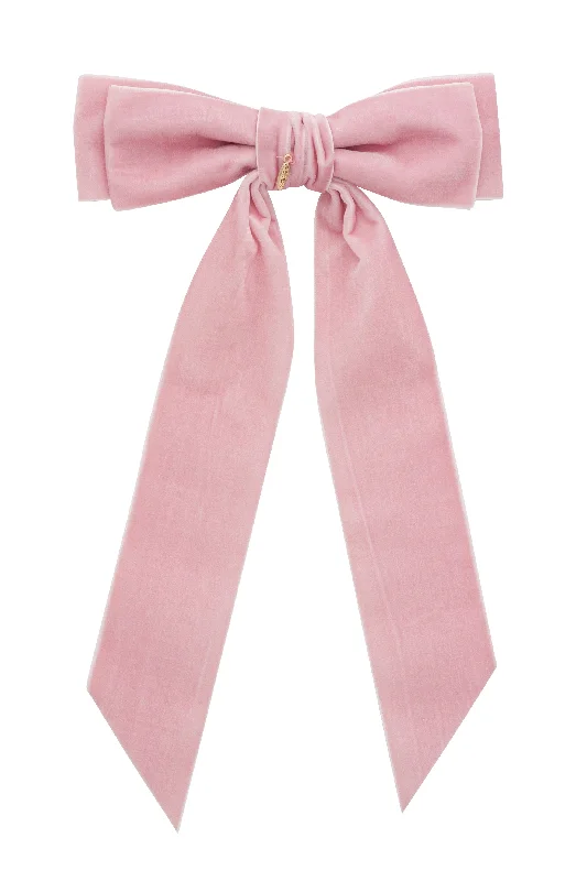 statement hairpins for bold looks -Madeline Velvet Long Tail Bow Clip - Dusty Rose (Handmade in the USA!)