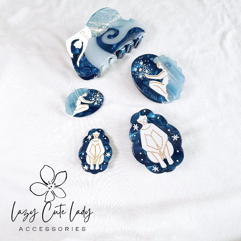 unique hair accessories for creative weddings -Ocean and Stars Collection Hair Accessories- Eco-Friendly Artistic Hair Clips and Claws