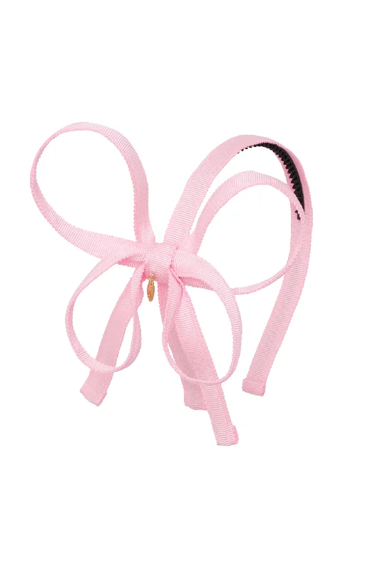 stylish hairpins for short haircuts -Orchid Butterfly Bow Headband - Pink