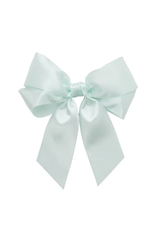 handmade satin hairbands for sophisticated looks -Oversized Bow Pony/Clip  - Ice Mint