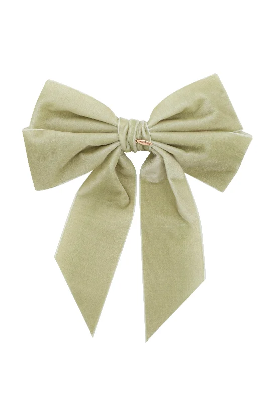 sparkling hairpins for special occasions -Oversized Bow Velvet Clip - Antique Green (Handmade in the USA!)