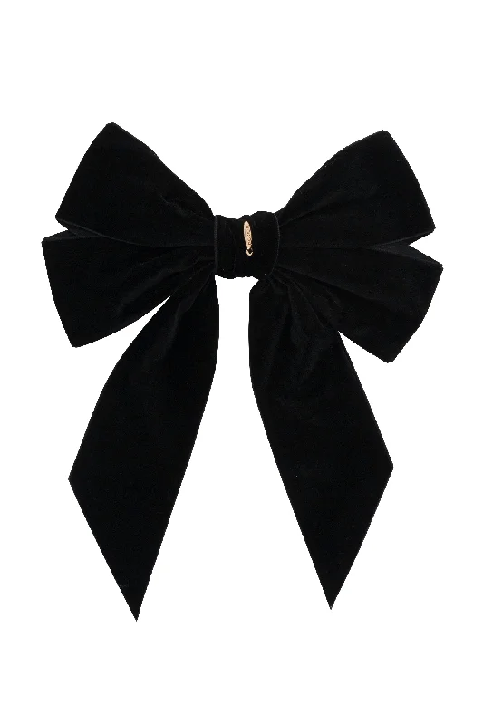 sparkling hair clips for party hairstyles -Oversized Bow Velvet Clip - Black (Handmade in the USA!)