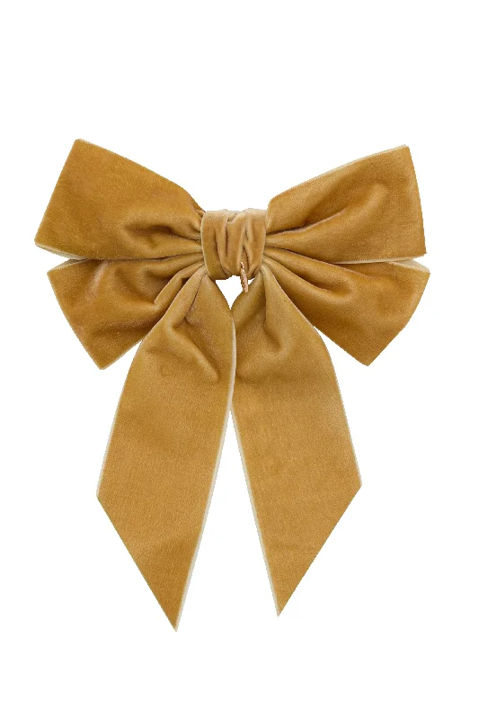 oversized satin hairbands for a bold statement -Oversized Bow Velvet Clip - Golden (Handmade in the USA!)