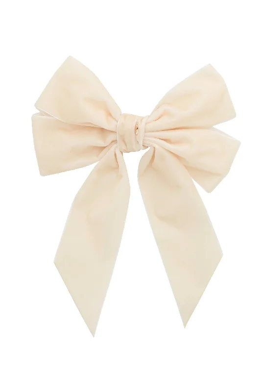 satin hairpins for smooth, shiny finishes -Oversized Bow Velvet Clip - Ivory (Handmade in the USA!)