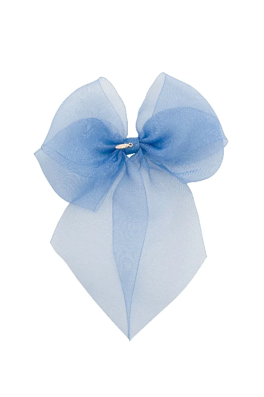 chic rhinestone hairbands for elegant updos -Oversized Organza Bow Clip  - Capri Blue (Handmade in the USA!)