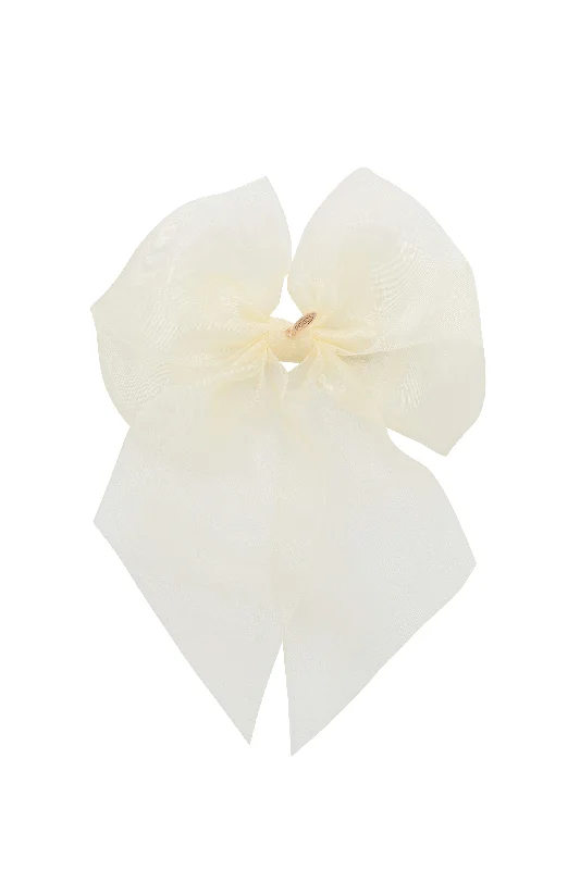 handmade satin hairbands for sophisticated looks -Oversized Organza Bow Clip  - Ivory (Handmade in the USA!)