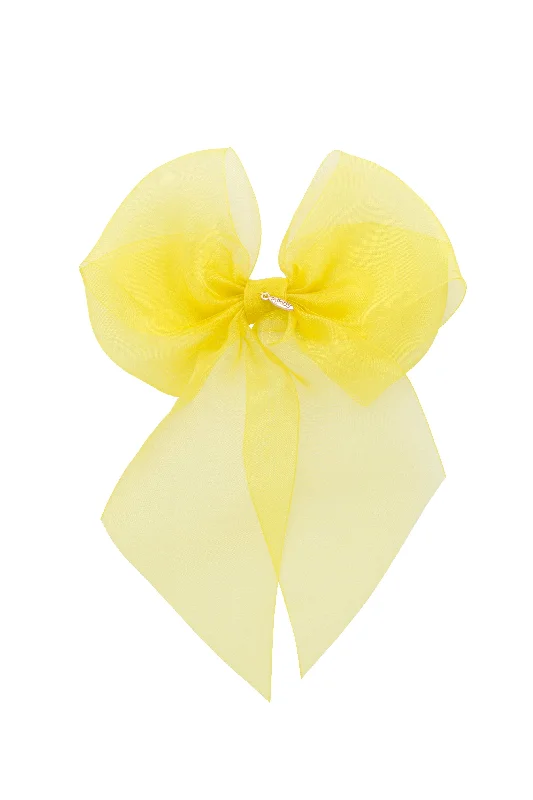 luxurious velvet scrunchies for smooth styles -Oversized Organza Bow Clip  - Lemon (Handmade in the USA!)