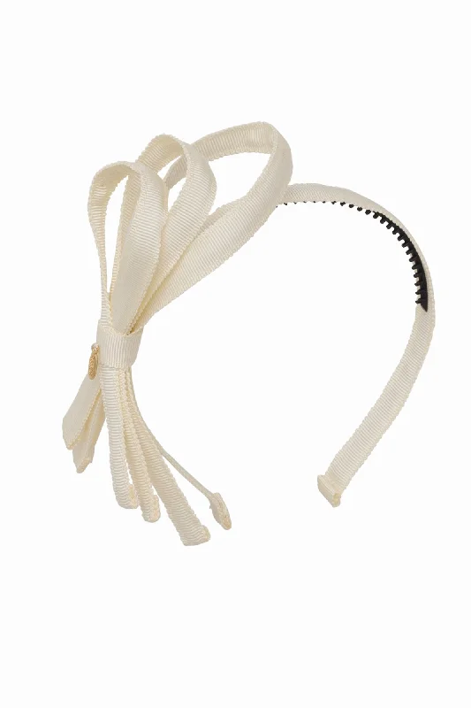 retro-style metal hairpins for modern looks -Petersham Loops Headband - Ivory