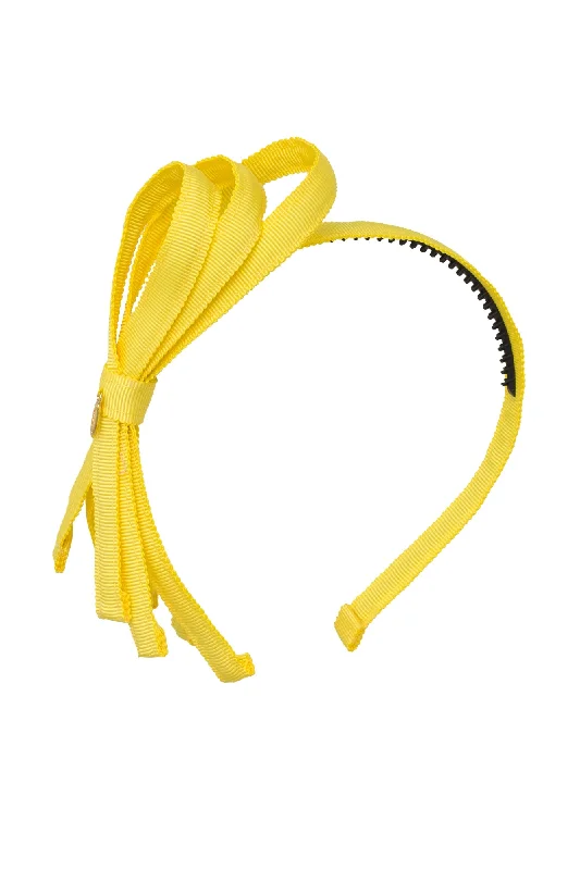 satin hair ties for fine hair -Petersham Loops Headband - Lemon