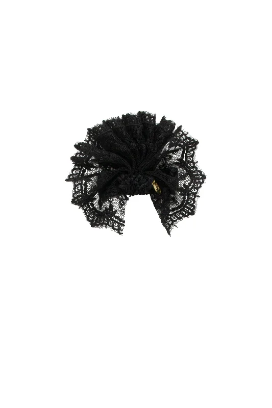 vibrant velvet scrunchies for bold hairstyles -Pirouette Lace Clip - Black