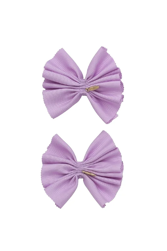 elegant hairbands for parties -Pleated Palm Piggies Clip Set - Light Orchid Lilac