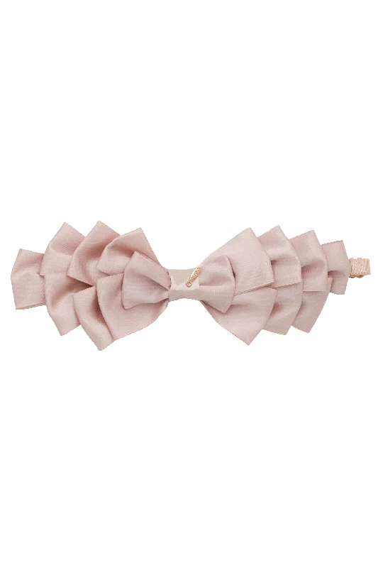 playful flower hairbands for casual events -Pleated Ribbon Satin Wrap - Vanilla