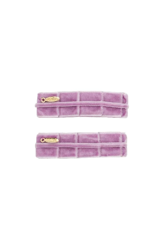 chic pearl hairpins for elegant finishes -Pristine Pleats Clip Set of 2 - Lilac Purple