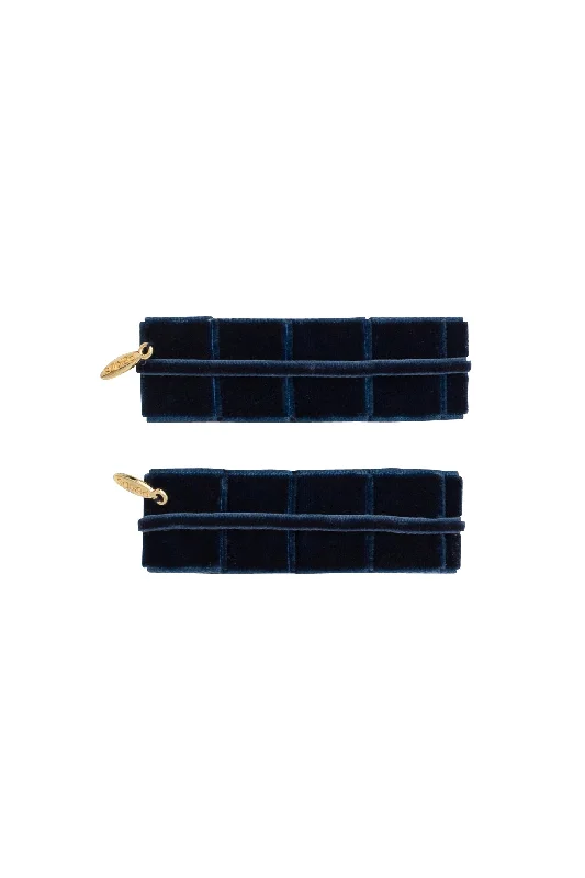 bold metal hairpins for modern, edgy styles -Pristine Pleats Clip Set of 2 - Navy