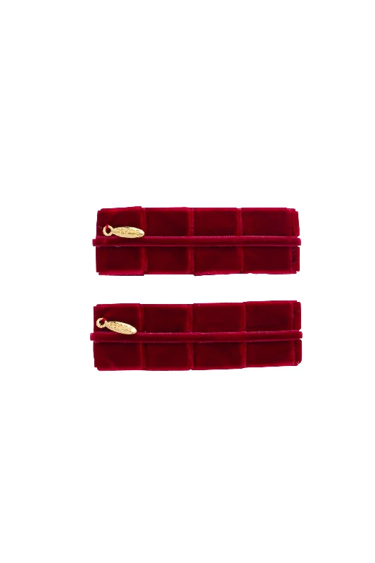 unique crystal hairbands for modern wedding looks -Pristine Pleats Clip Set of 2 - Red