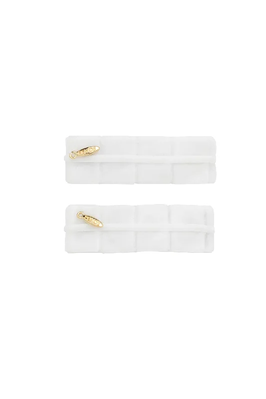 elegant satin hairpins for bridal updos -Pristine Pleats Clip Set of 2 - White