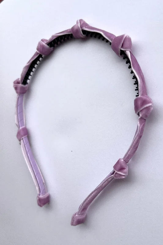 pearl hair accessories for a classic look -Rosebud Headband - Lilac Purple Velvet