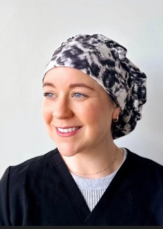 luxurious velvet hairbands for chic looks -Scrub Hat - Black Tie Dye