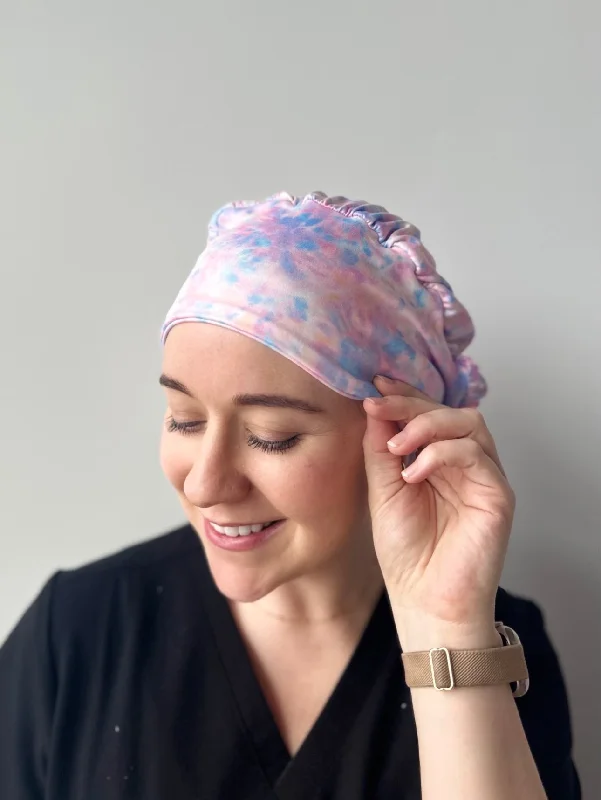 oversized rhinestone hairbands for a dramatic flair -Scrub Hat - Cotton Candy Tie Dye