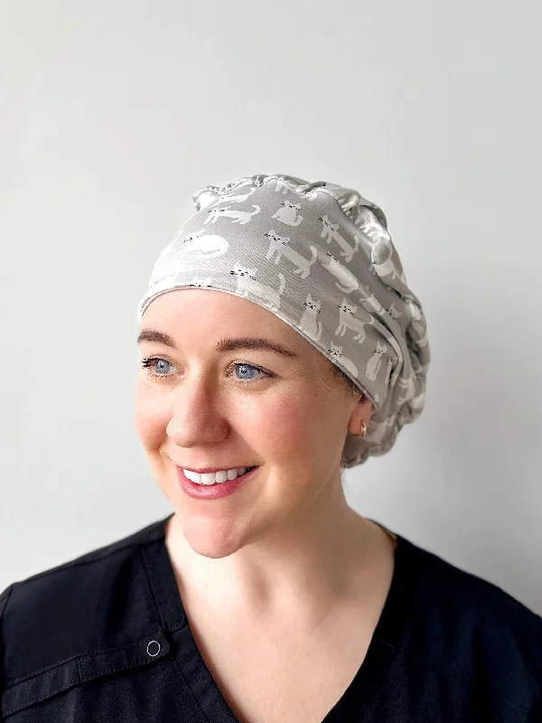 oversized flower clips for statement hairstyles -Scrub Hat - Grey Cats