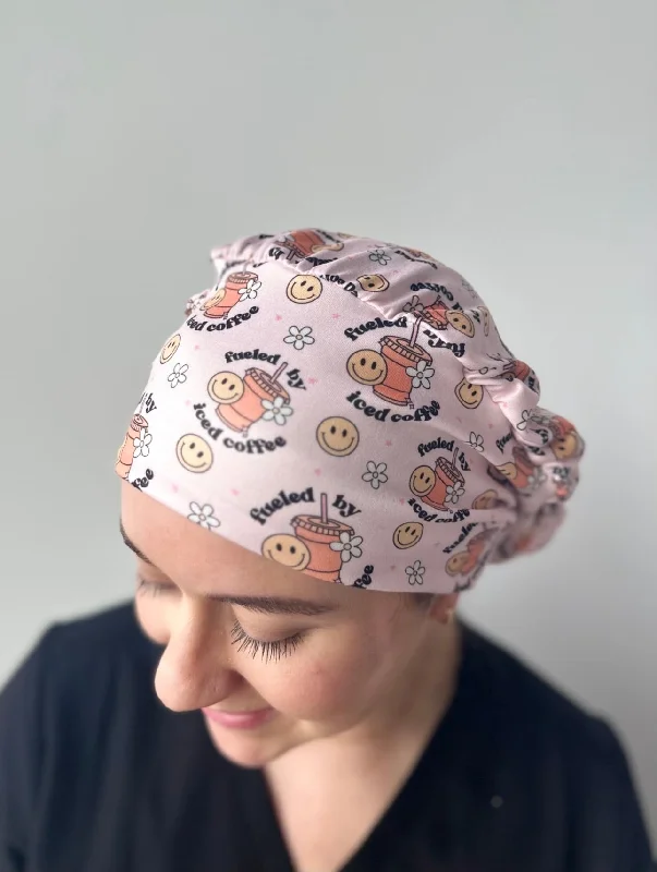 elegant satin headbands for weddings -Scrub Hat - Fueled By Iced Coffee