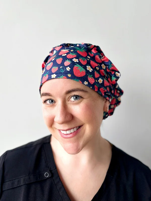 luxurious pearl hairbands for high-end looks -Scrub Hat - Navy Strawberries