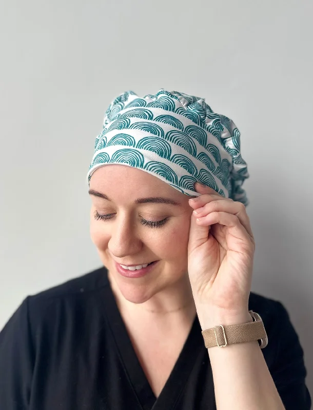 chic metal hairbands for modern elegance -Scrub Hat - Teal Rainbows